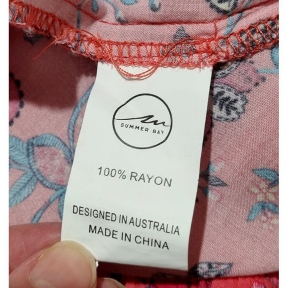 SUMMER BAY Coral Pink Floral Midi Frill Casual Light Skirt - Picture 6 of 6